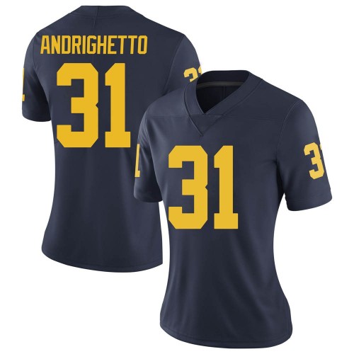 Lucas Andrighetto Michigan Wolverines Women's NCAA #31 Navy Limited Brand Jordan College Stitched Football Jersey TIE8654BA
